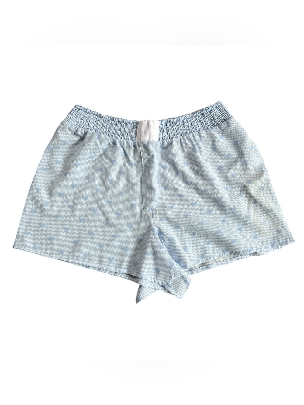 Lux Light Blue Heart-Pattern Athletic Shorts